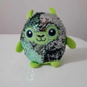 Shimmeez Green and Silver Reversible Sequin Plush Stuffed Animal 8"